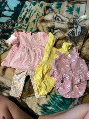 Pink Top with matching pants , Yellow Romper & Mauve Floral 2 piece Set